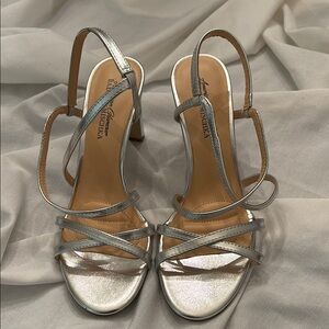 Badgley Mischka Silver Strappy Heels